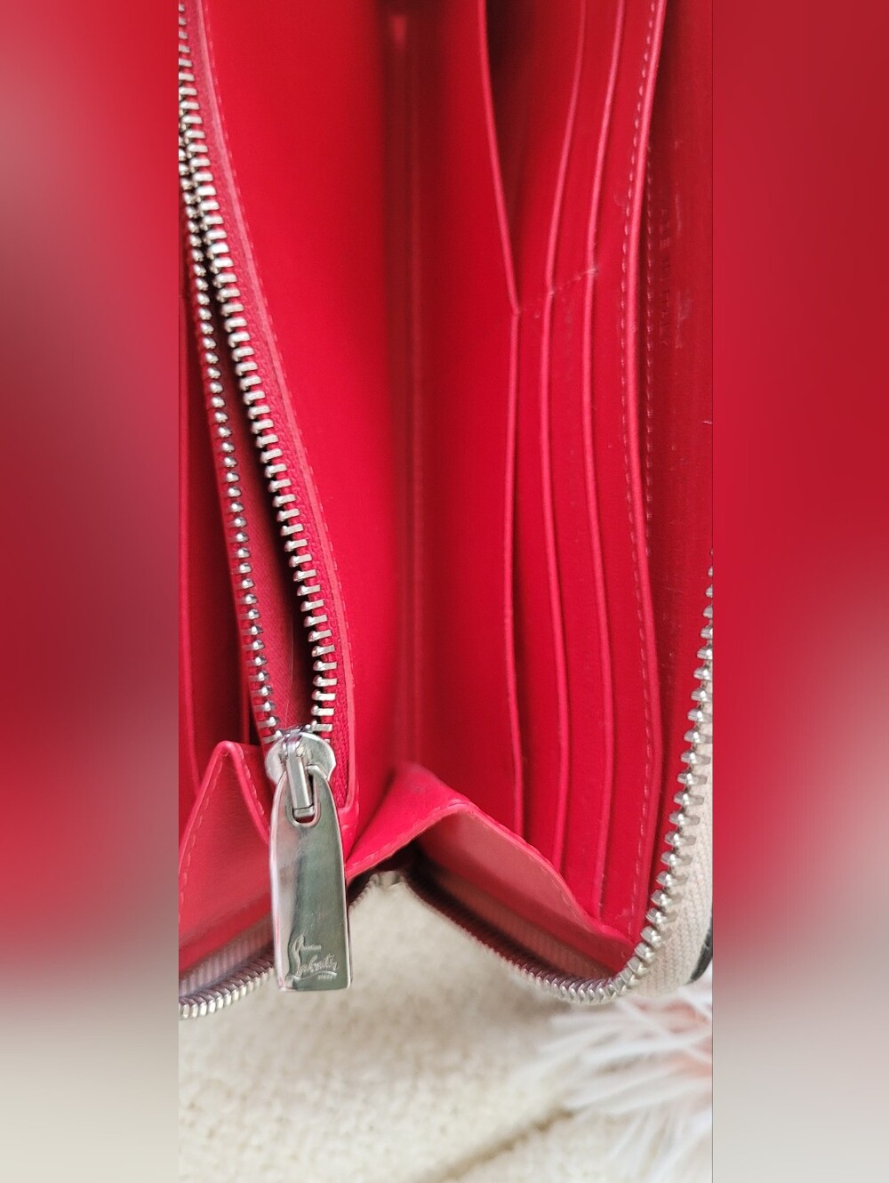 Christian Louboutin Panettone Silver Spiked Zip Pink Blush Wallet - GUC - Picture 9 of 16